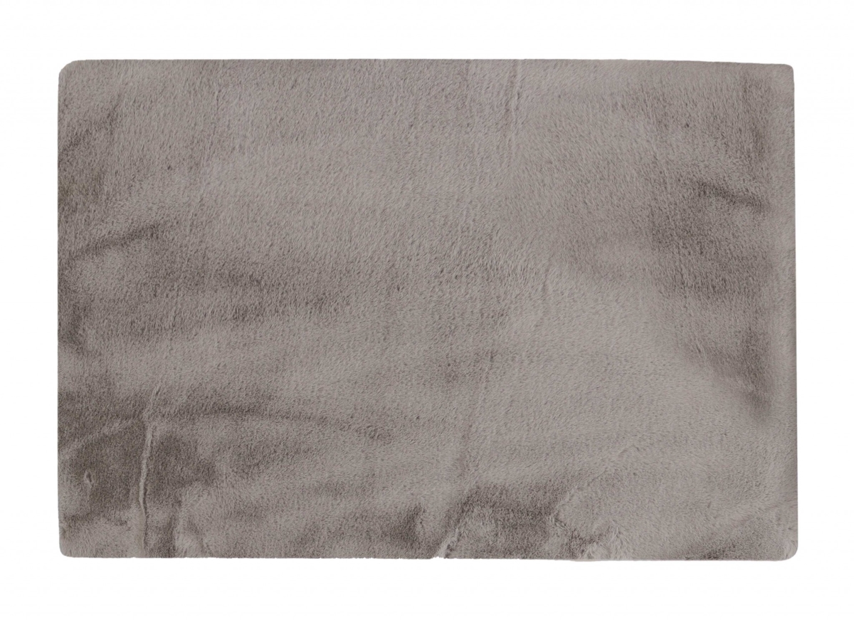 5 x 8 ft. Luxe Faux Rabbit Fur Rectangular Rug, Grey - 96 x 60 x 1 in.