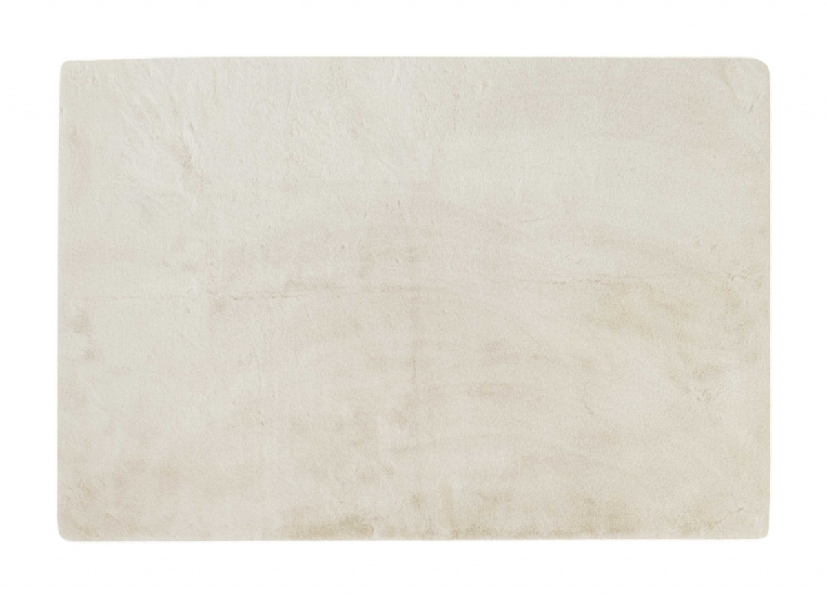 5 x 8 ft. Luxe Faux Rabbit Fur Rectangular Rug, Ivory - 96 x 60 x 1 in.