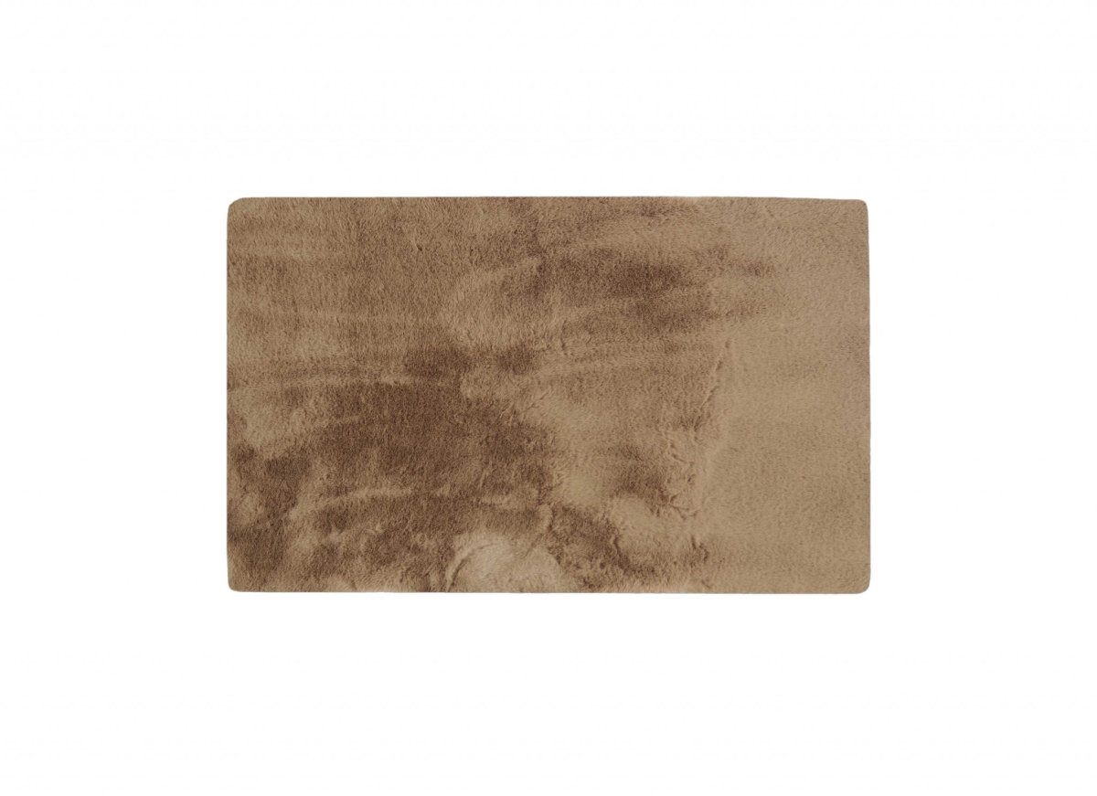 3 x 5 ft. Luxe Faux Rabbit Fur Rectangular Rug, Taupe - 60 x 36 x 1 in.