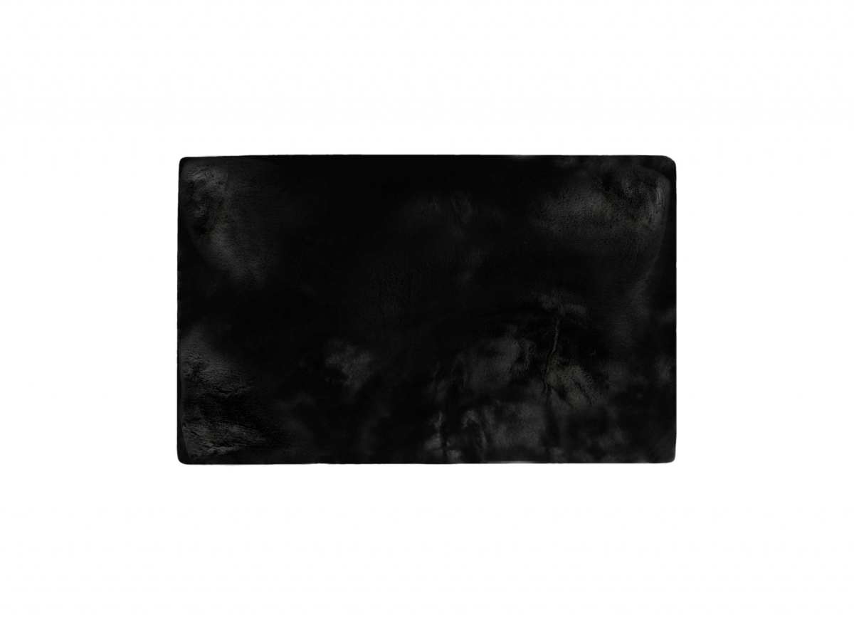 3 x 5 ft. Luxe Faux Rabbit Fur Rectangular Rug, Black - 60 x 36 x 1 in.