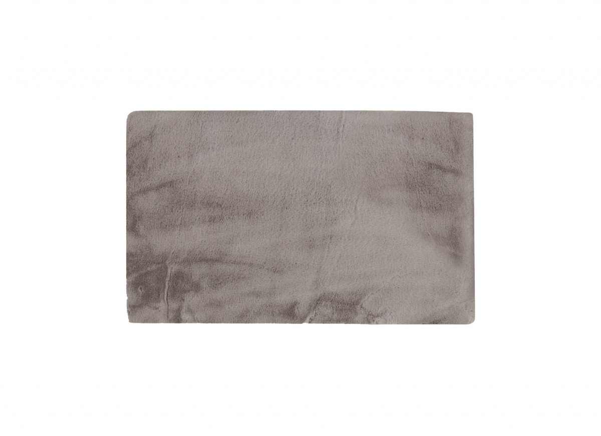 3 x 5 ft. Luxe Faux Rabbit Fur Rectangular Rug, Grey - 60 x 36 x 1 in.