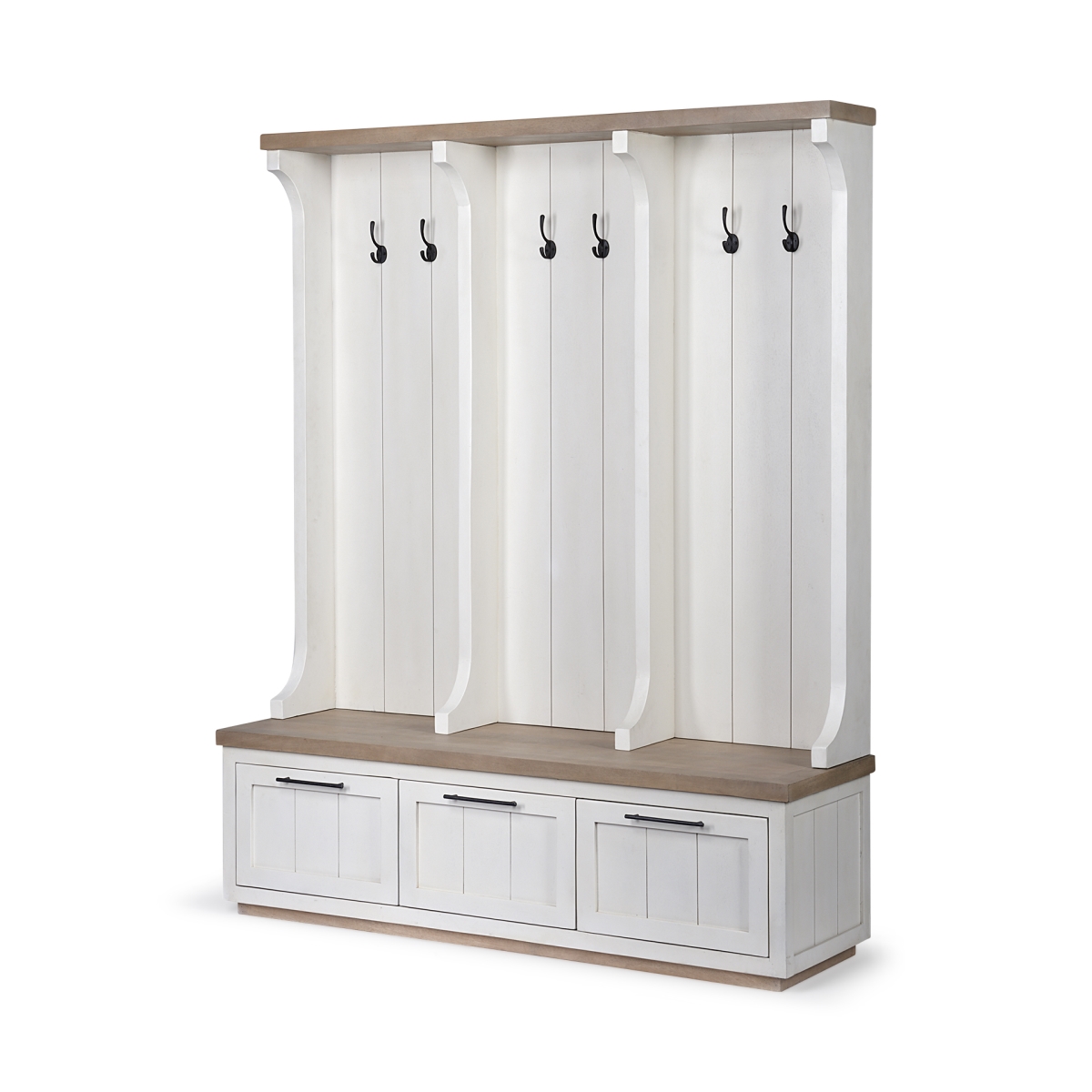 Picture of HomeRoots 376446 Wood Hall Tree with Storage&#44; White & Brown - Medium