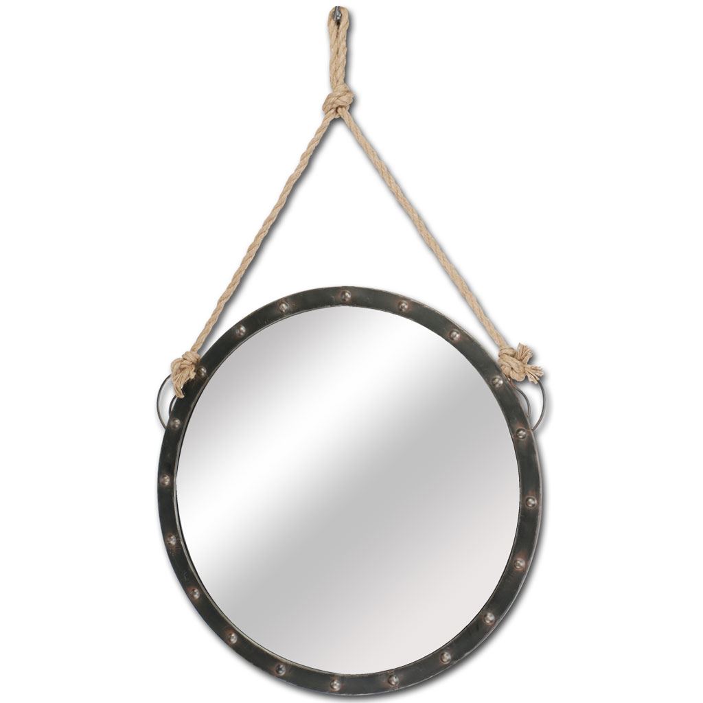 27 in. Round Metal Frame Wall Mirror - Black