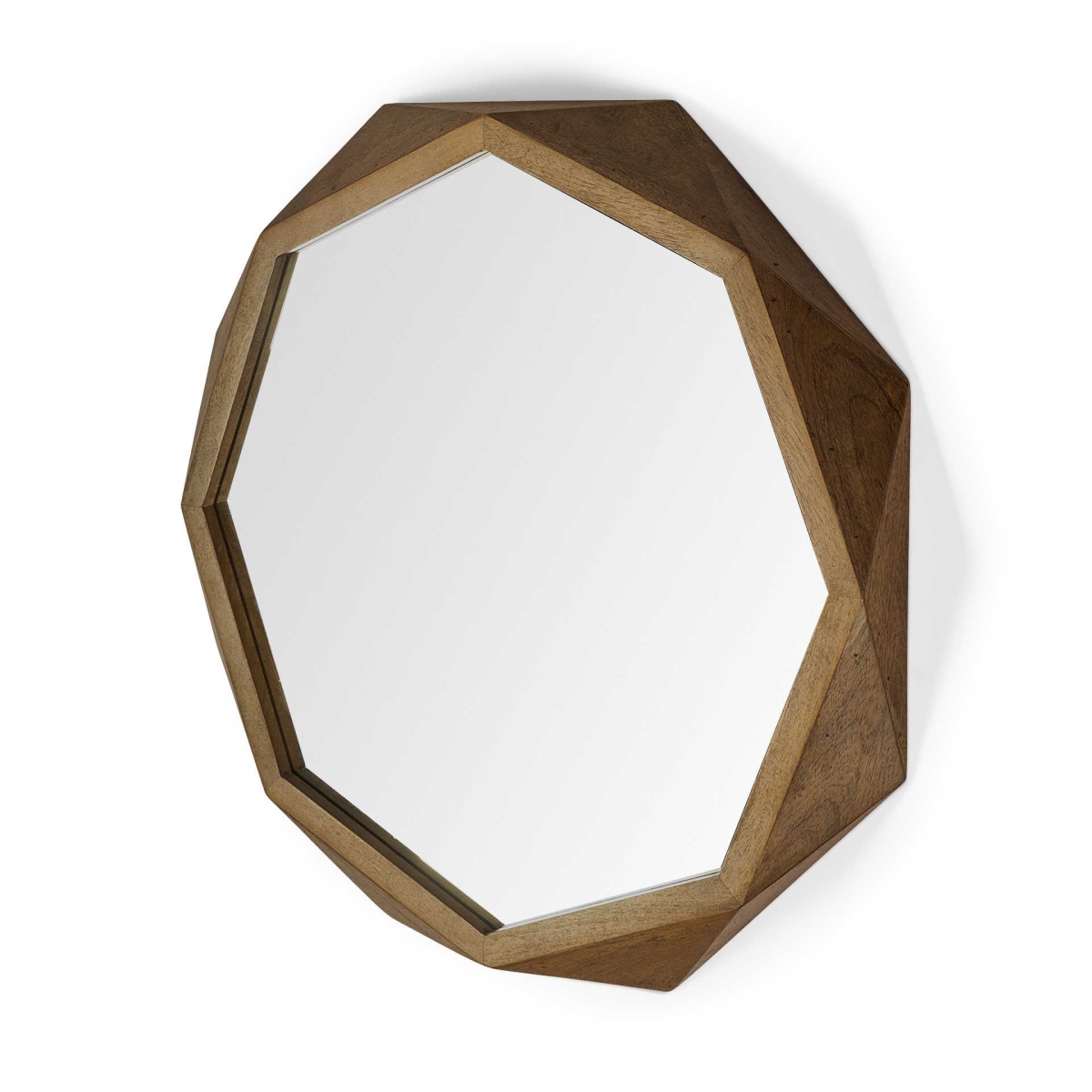 376442 41 in. Octagon Brown Wood Frame Wall Mirror