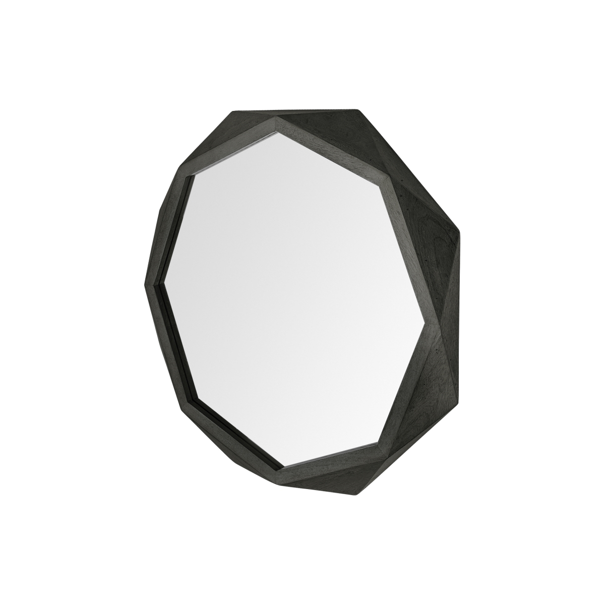 376441 32 in. Octagon Black Wood Frame Wall Mirror