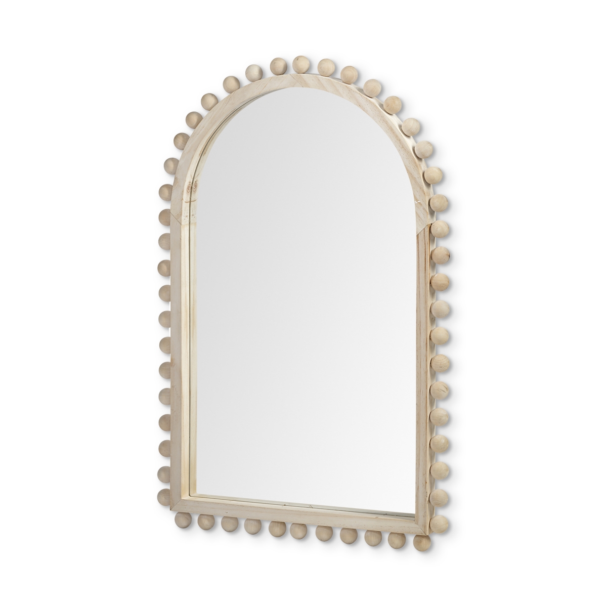 376420 Arch Natural Wood Frame Wall Mirror, Natural Brown