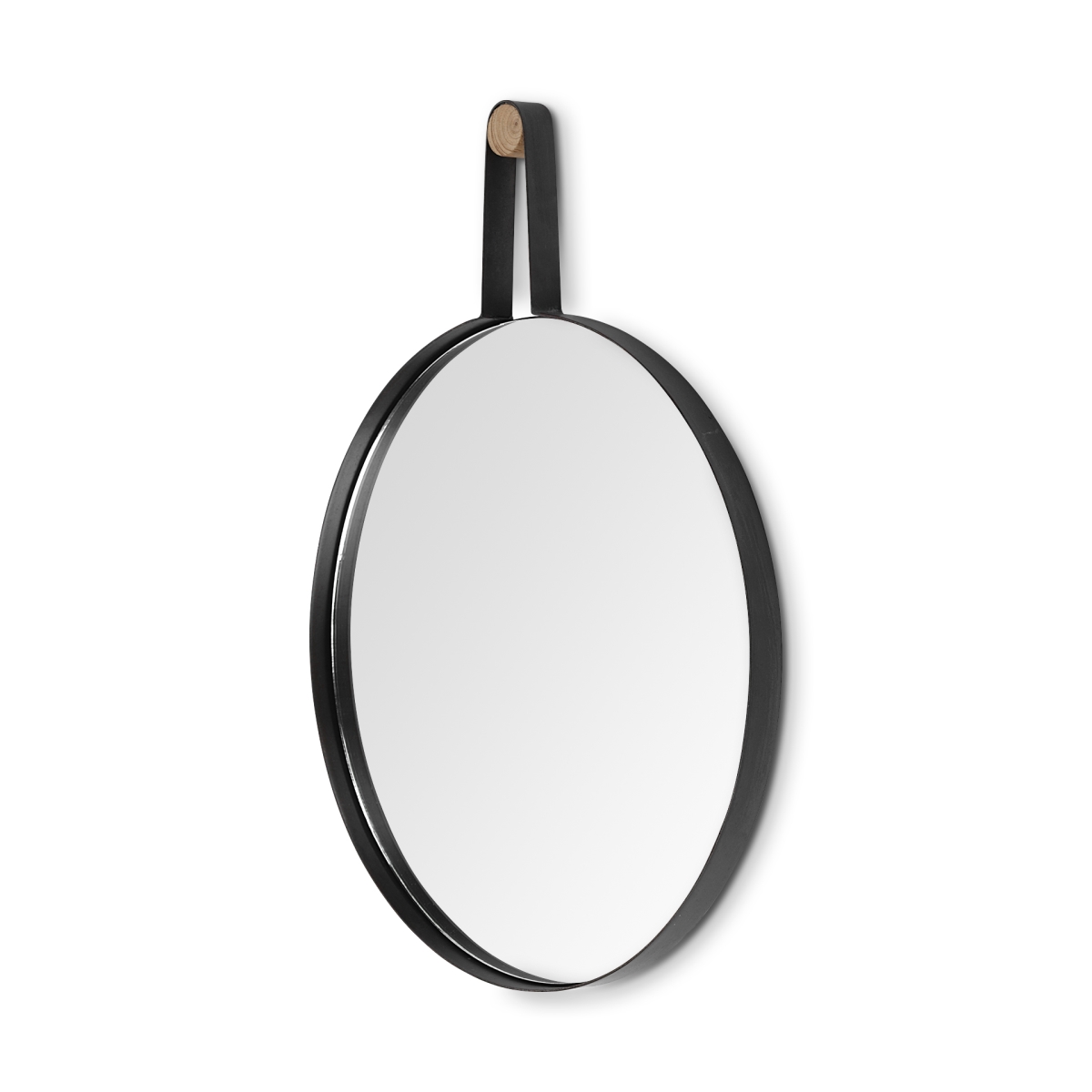 376414 Oval Black Metal Frame Wall Mirror