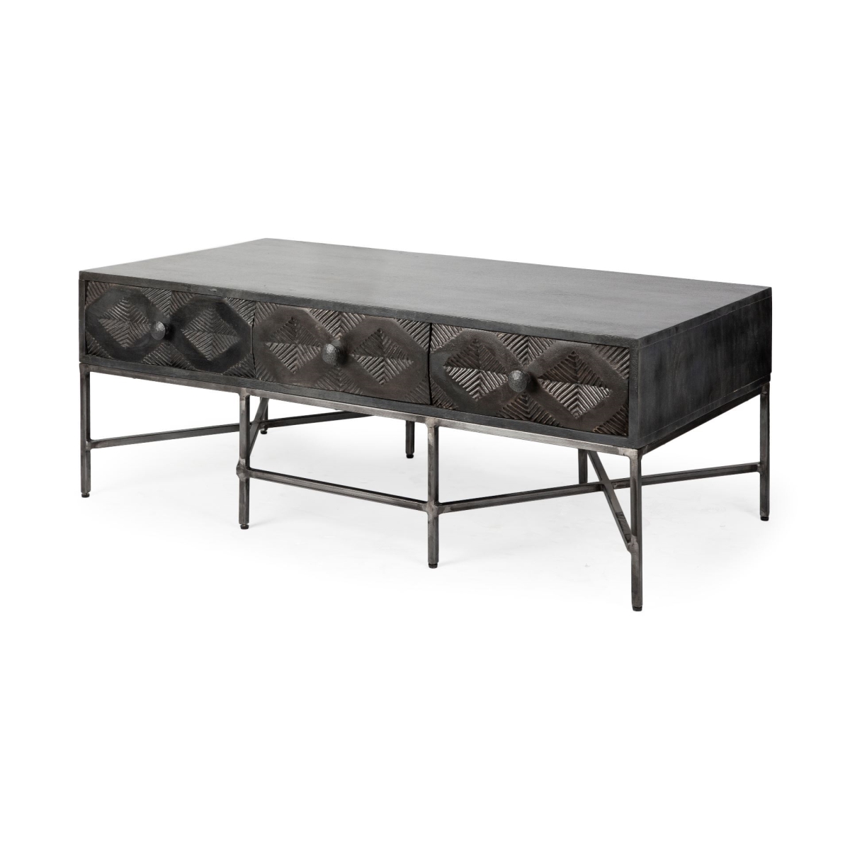 376268 Rectangular Solid Wood Coffee Table with 3 Drawers