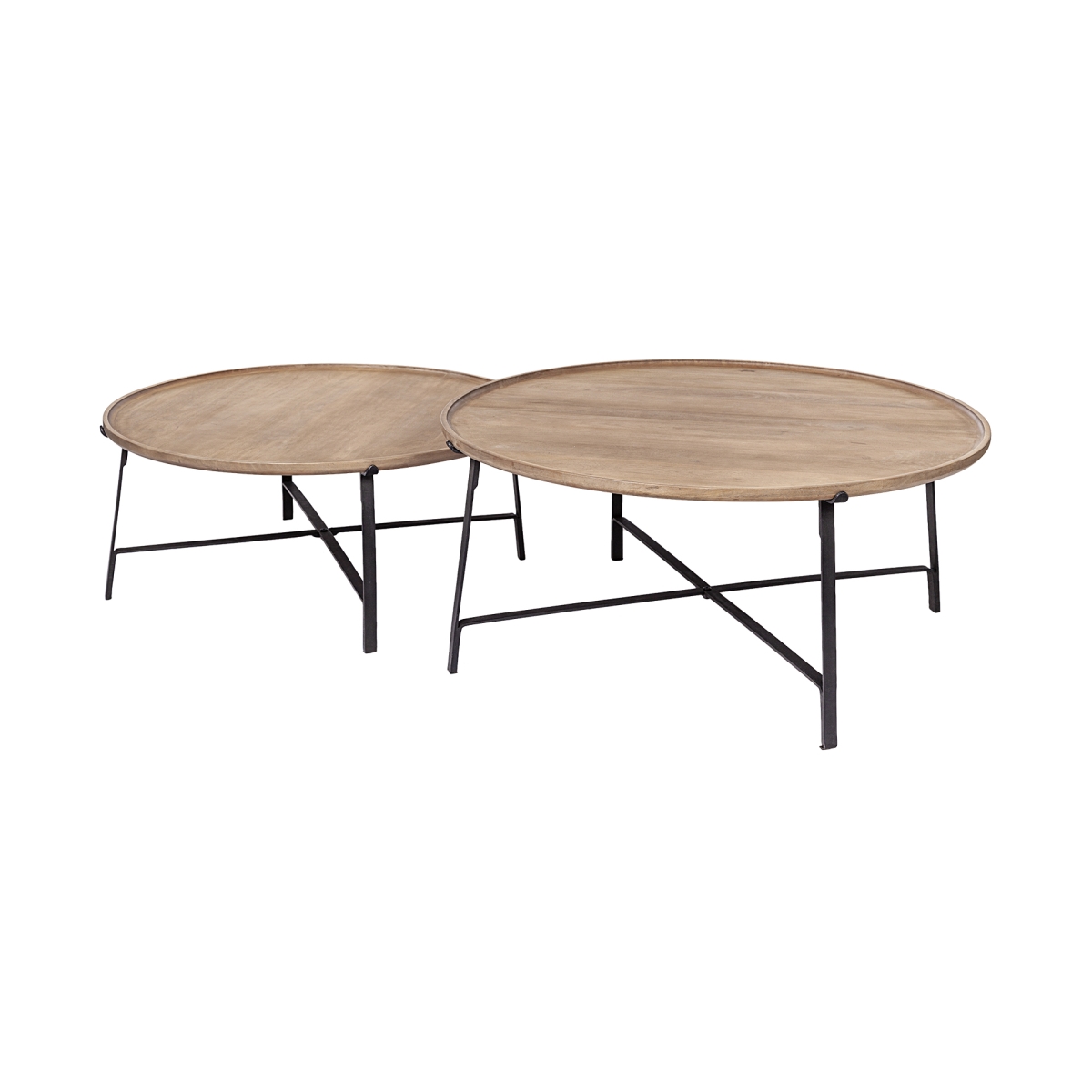 Modern Nesting Coffee Tables - Black - Set of 2 - Solid Wood & Metal