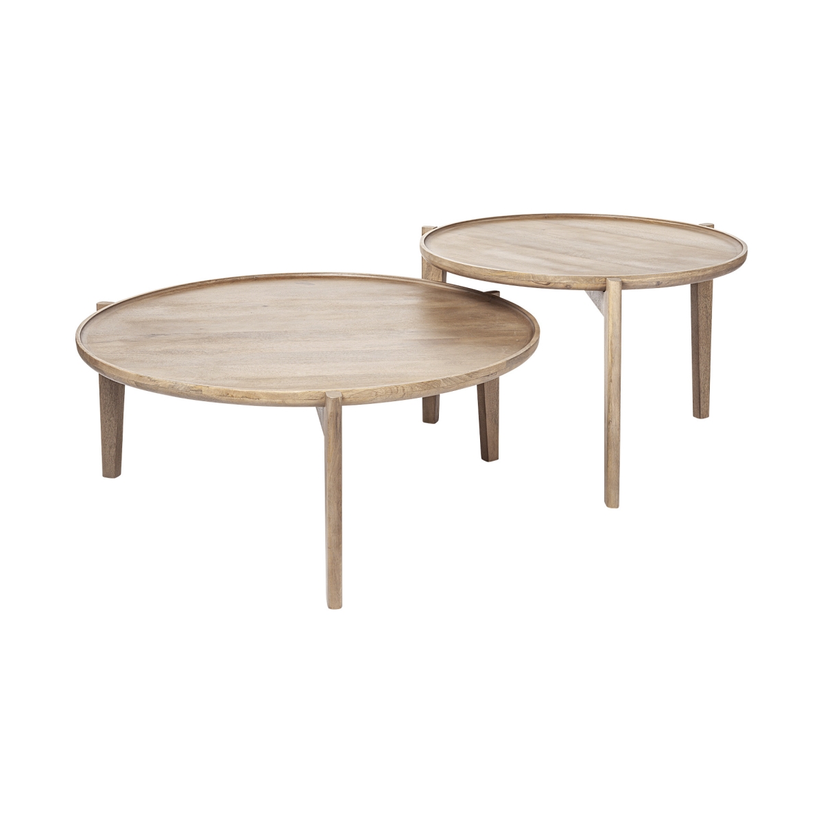 39.5 & 31.25 in. Round Solid Wood Nesting Coffee Tables - Set of 2