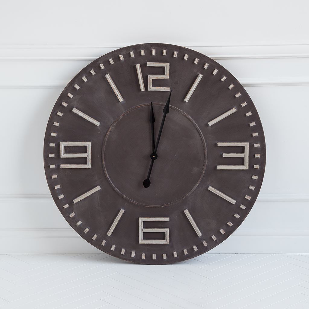Picture of Homeroots 376229 42 in. Oversize Round Industrial Style Wall Clock with Bold Block Numbers & Black Hands&#44; Brown