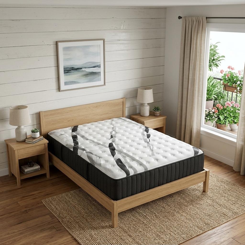746809 14 in. Graphite & Titanium Infused Full Size Extra Large Gel Memory Foam Firm Hybrid Mattress