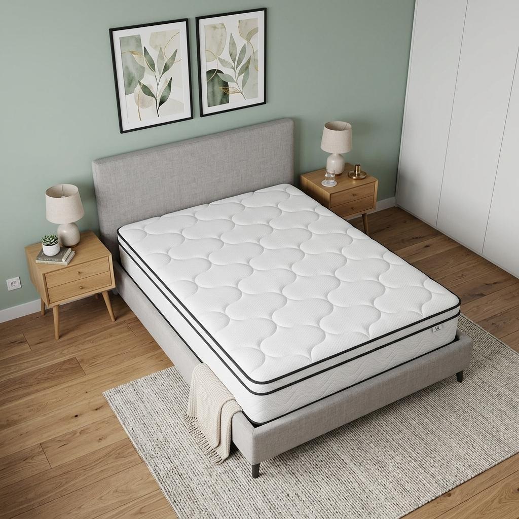 751386 10 in. Queen Size Gel Memory Foam Medium Chevron Hybrid Mattress