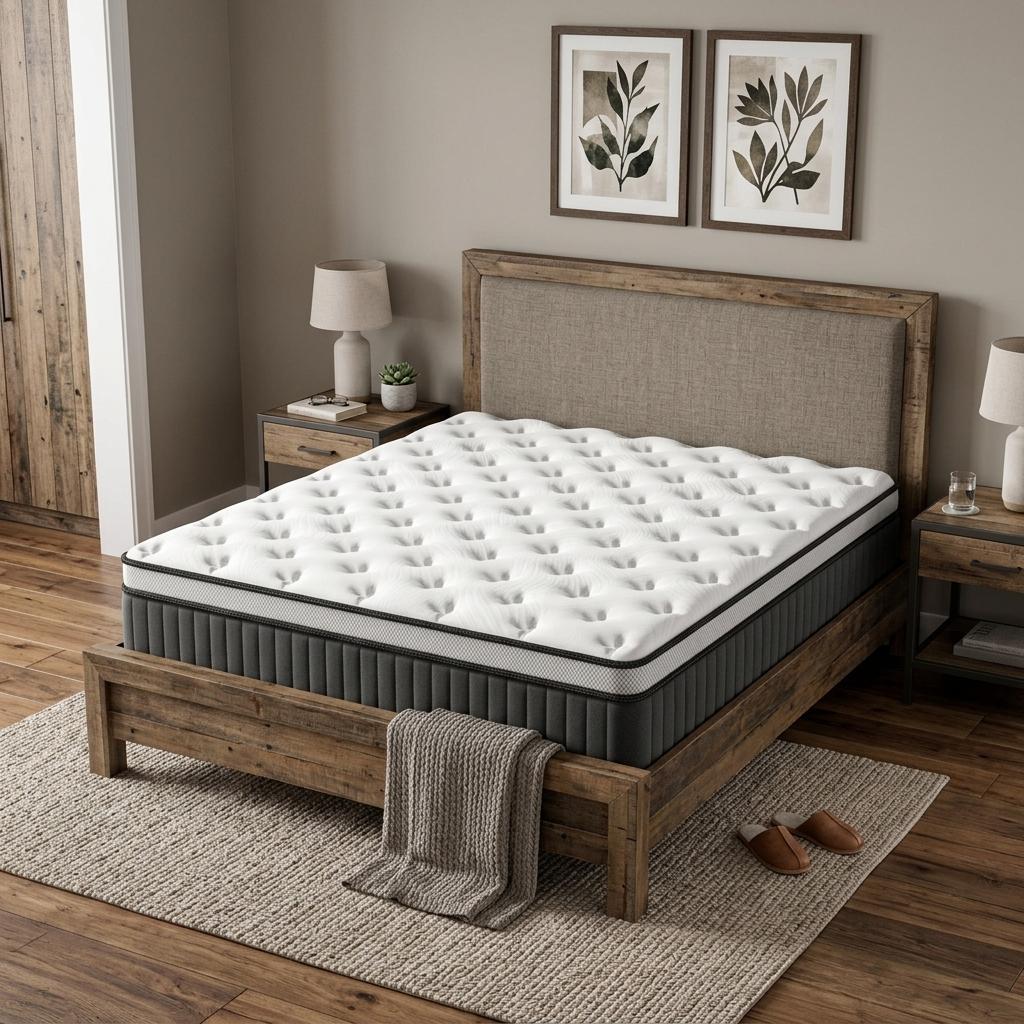 748776 14 in. Full Size Double Memory Foam Medium Euro Top Hybrid Mattress