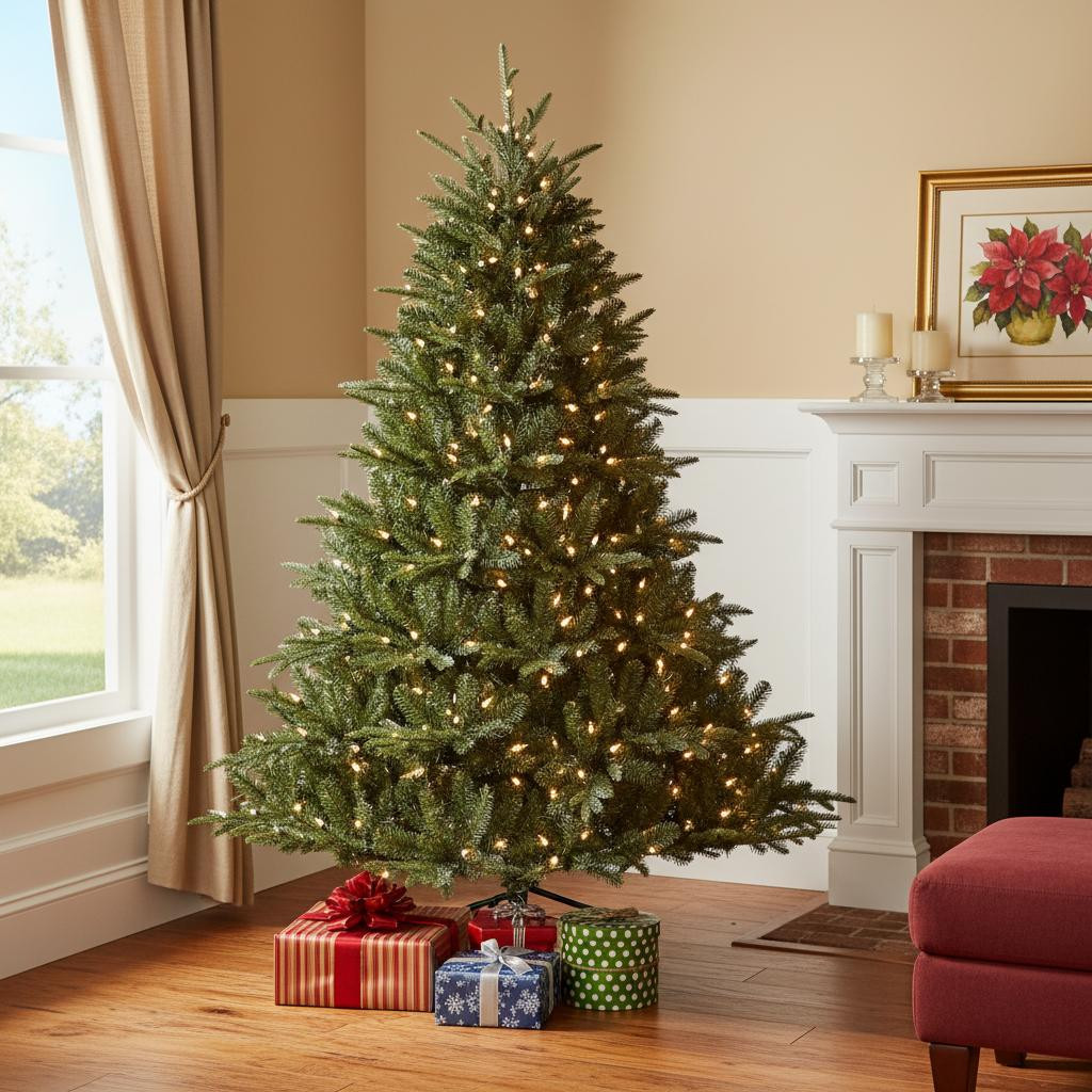 713074 7 ft. Pre Lit Full Pine Christmas Tree
