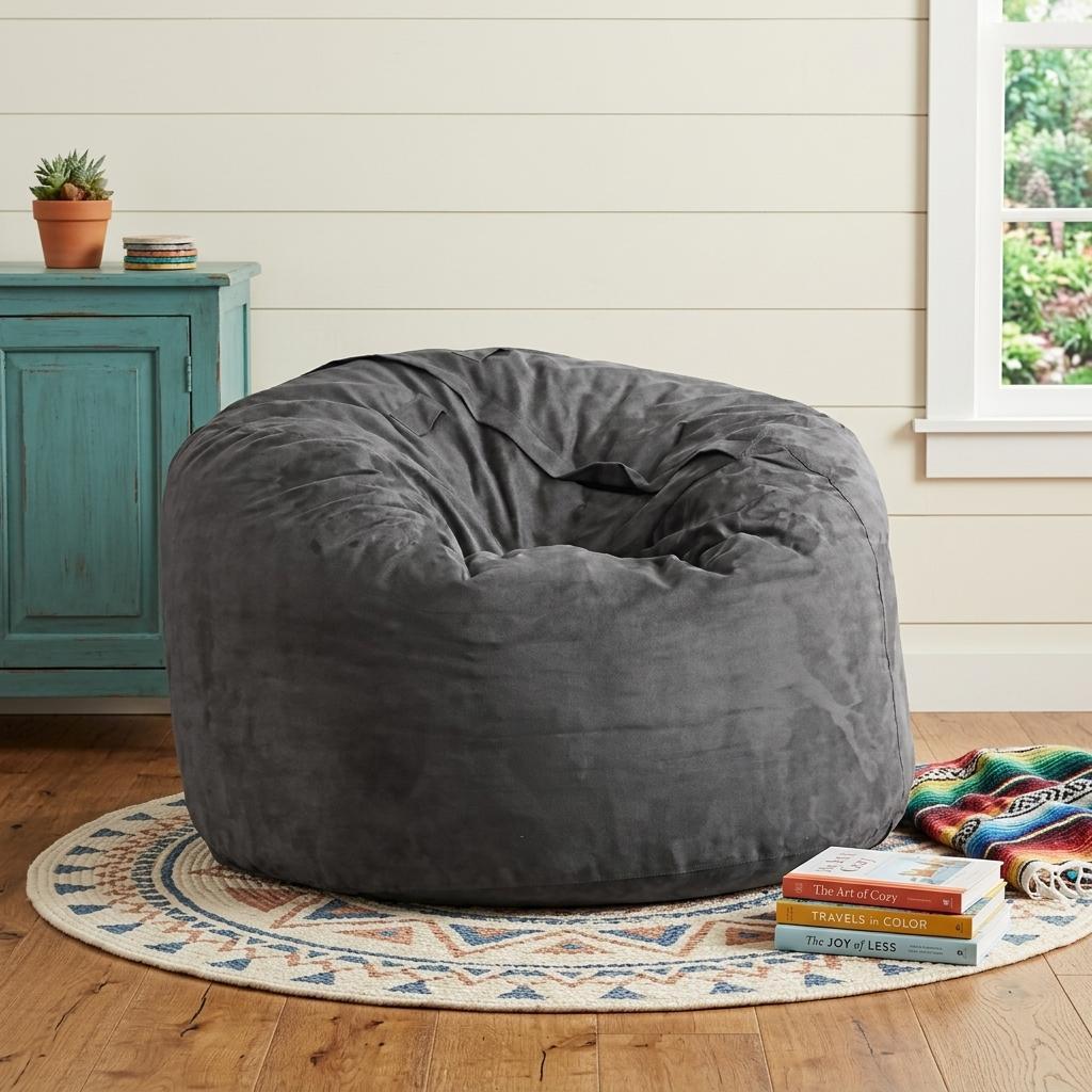 478999 47 in. Charcoal Microsuede Classic Bean Bag