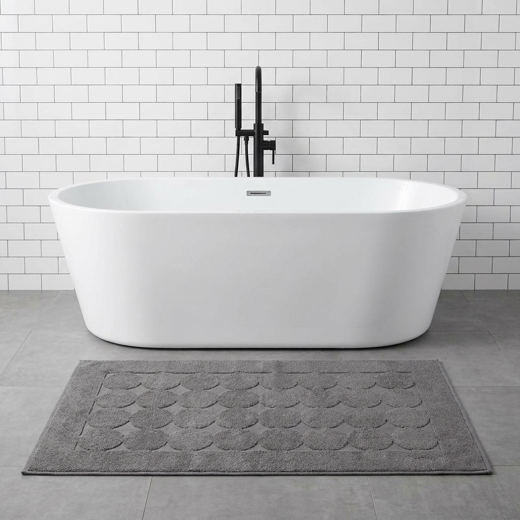 755488 24 x 35 in. Dark Gray Tone on Tone Polka Dot Turkish Cotton Rectangle Bath Rug