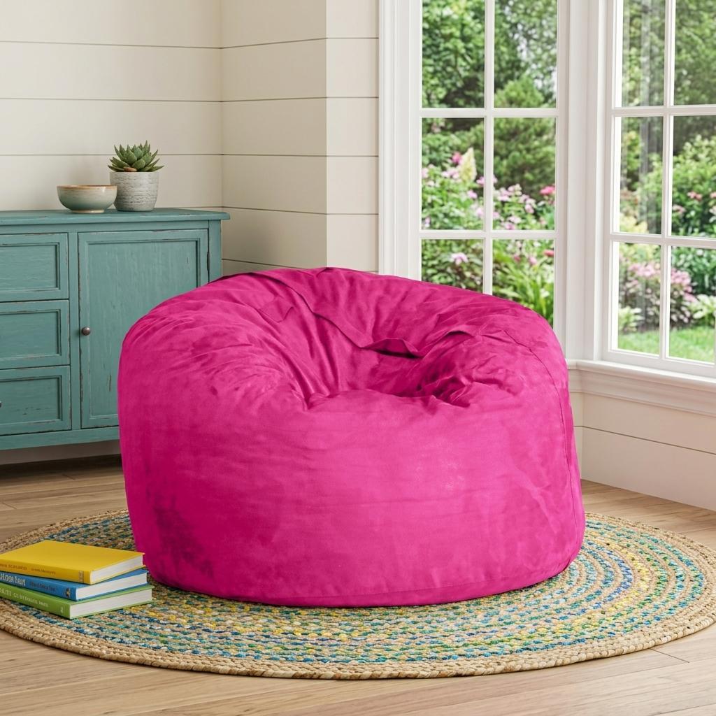 478998 47 in. Pink Microsuede Classic Bean Bag