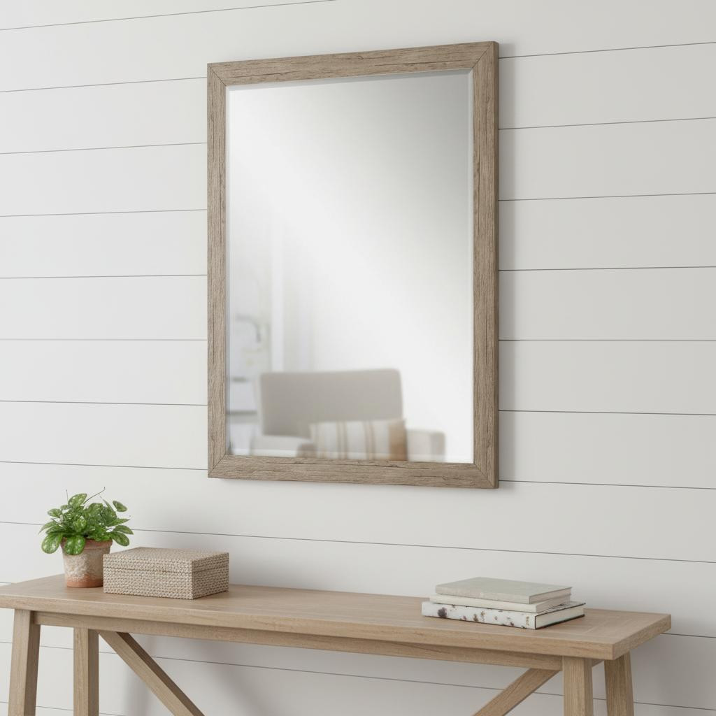 632848 43 in. Light Brown Framed Accent Mirror