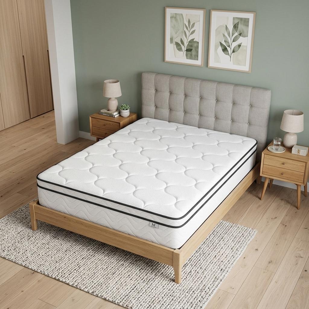751389 12 in. Full Size Double Gel Memory Foam Medium Chevron Hybrid Mattress