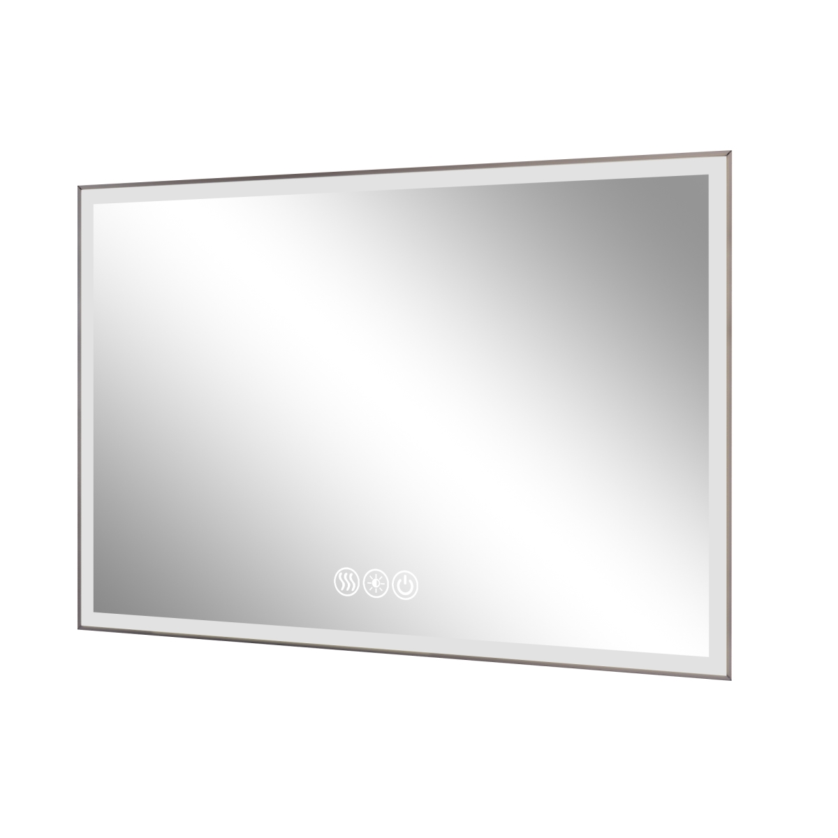 723219 32 in. Silver Aluminum Lighted Framed Anti Fog Bathroom Vanity Mirror