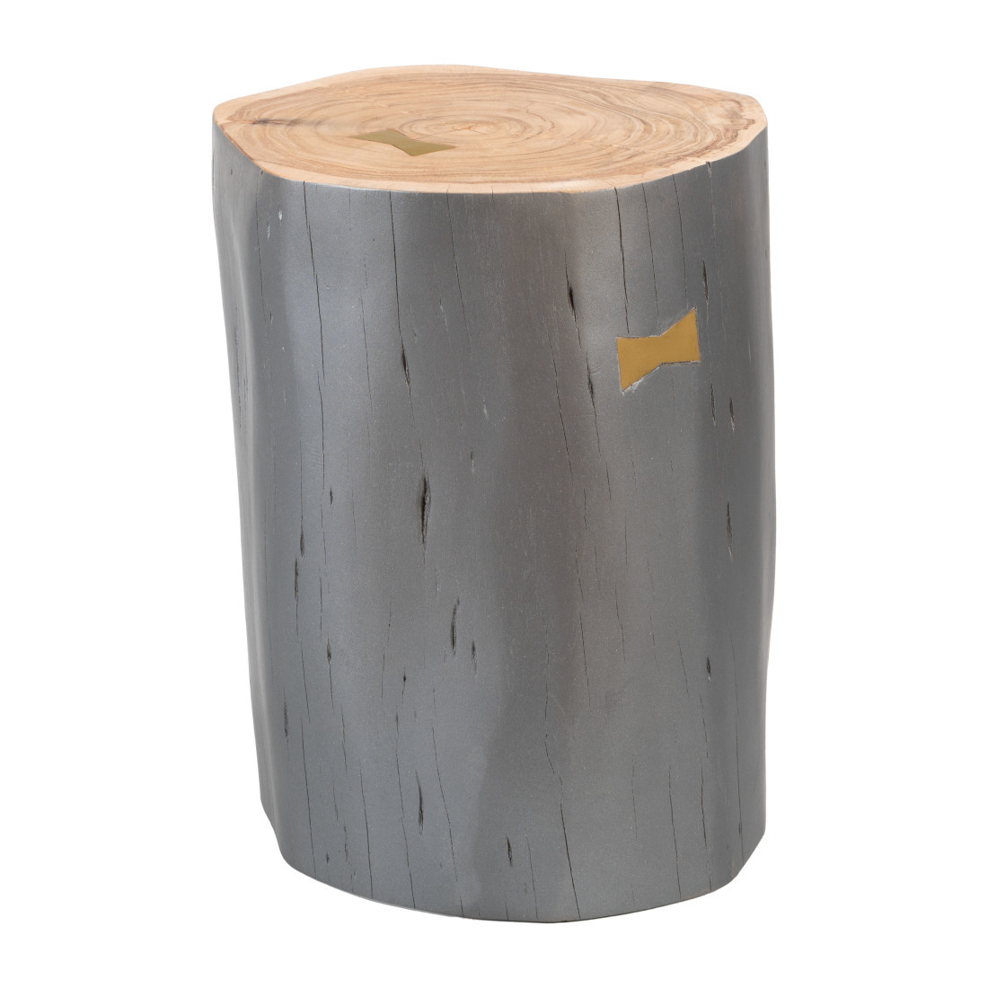 635704 22 in. Gray Solid Wood Round Tree Stump End Table