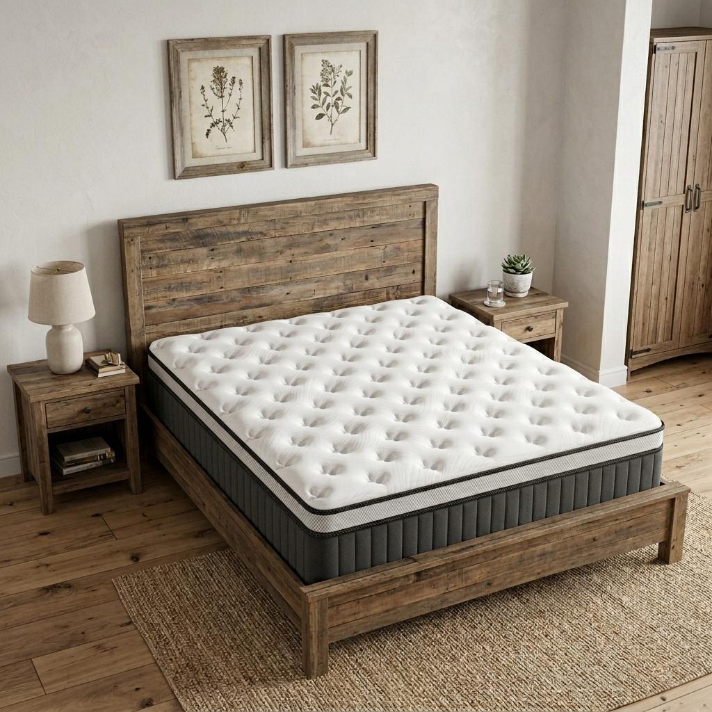 748773 12 in. Full Size Double Memory Foam Medium Euro Top Hybrid Mattress
