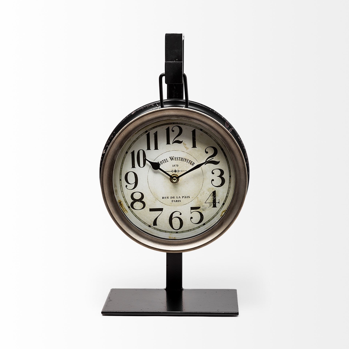 376235 Metallic Brown Metal Hanging Desk & Table Clock