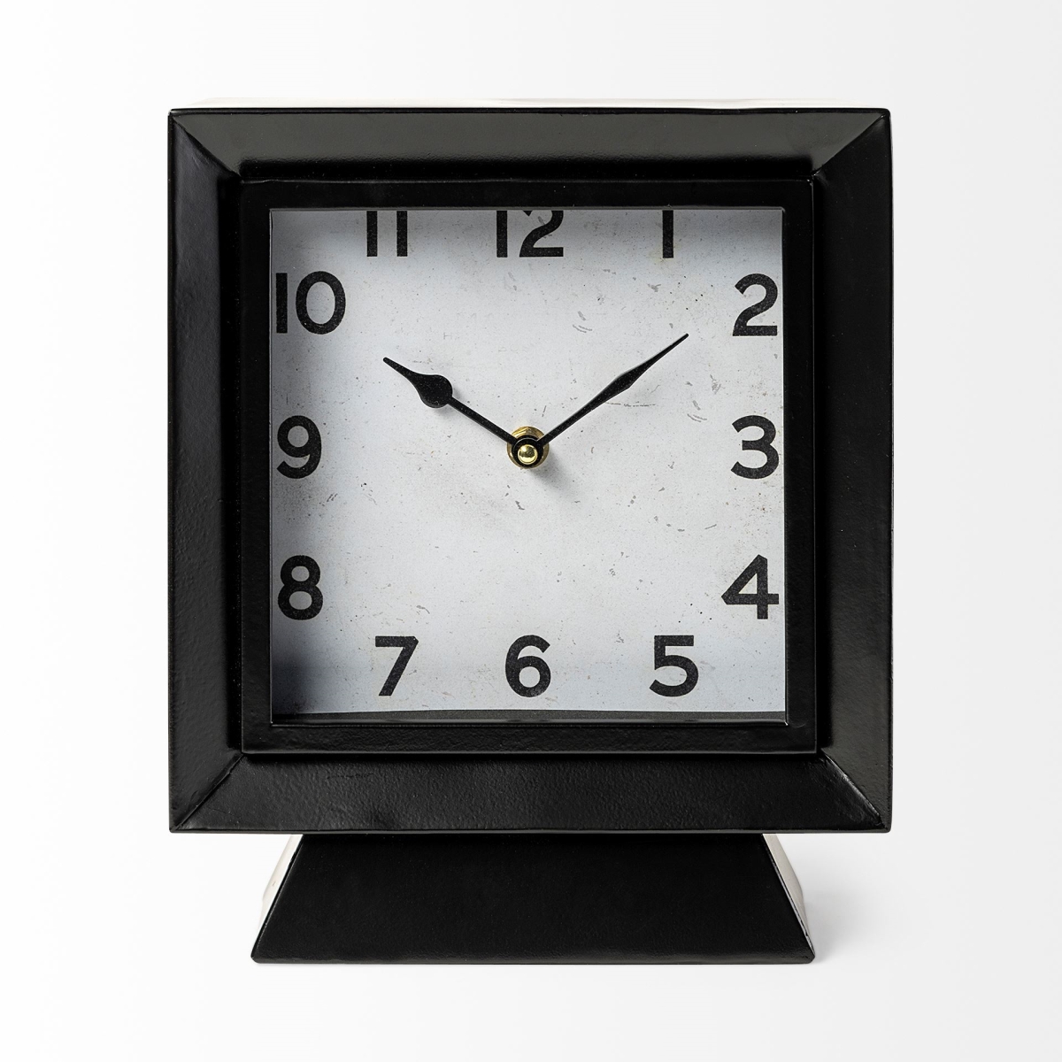 376243 Square Desk & Table Clock, Black - Metal
