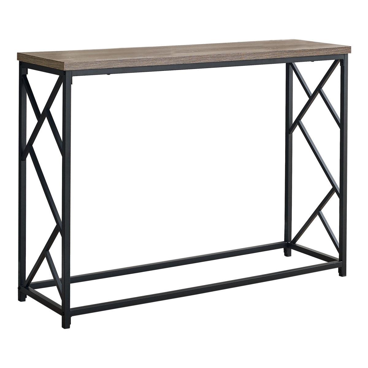 44 in. Rectangular Taupe with Black Metal Hall Console Accent Table