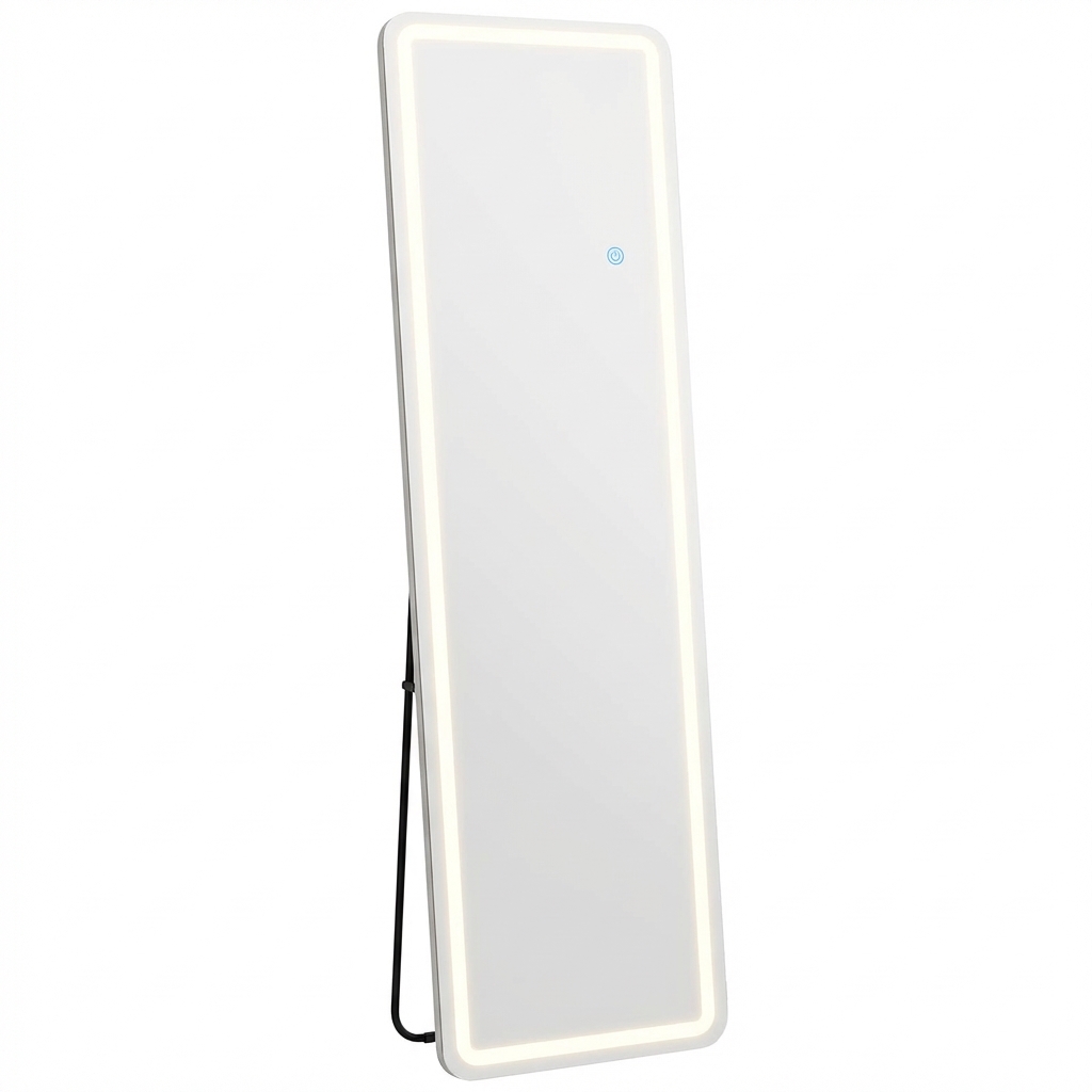 723858 64 in. Silver Lighted Wall Mounted & Freestanding Framed Full Length Mirror
