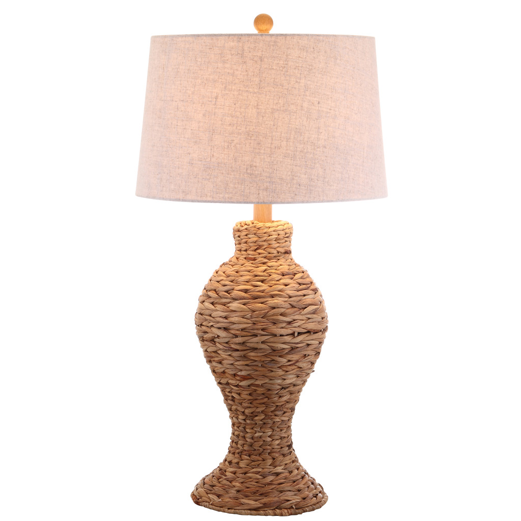 715704 31 in. Natural Water Hyacinth Urn Table Lamp with Drum Shade