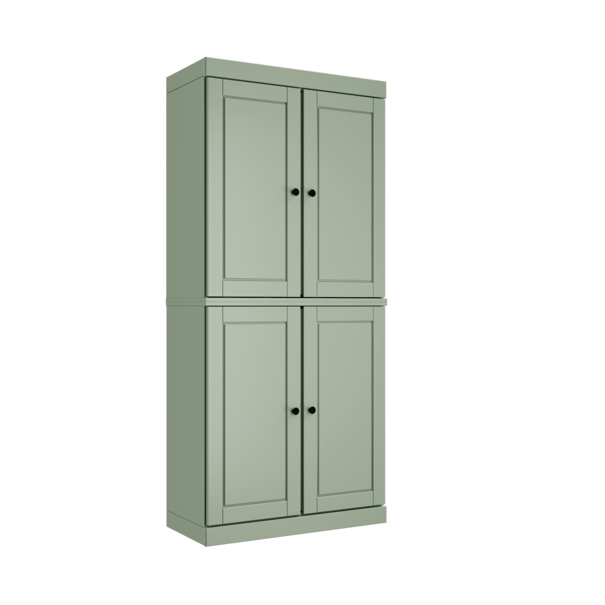 722622 72 in. Sage Solid Wood Four Door Two Drawer Pantry or Storage Closet