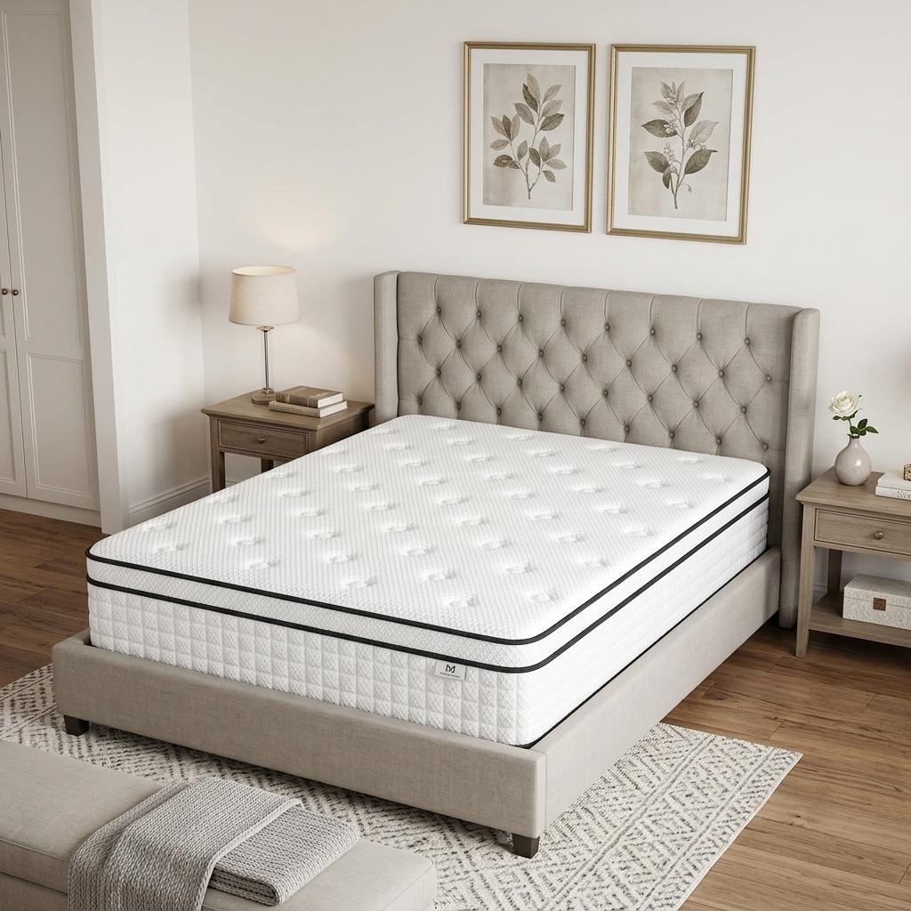 751382 12 in. Queen Size Gel Memory Foam Check Medium Hybrid Mattress