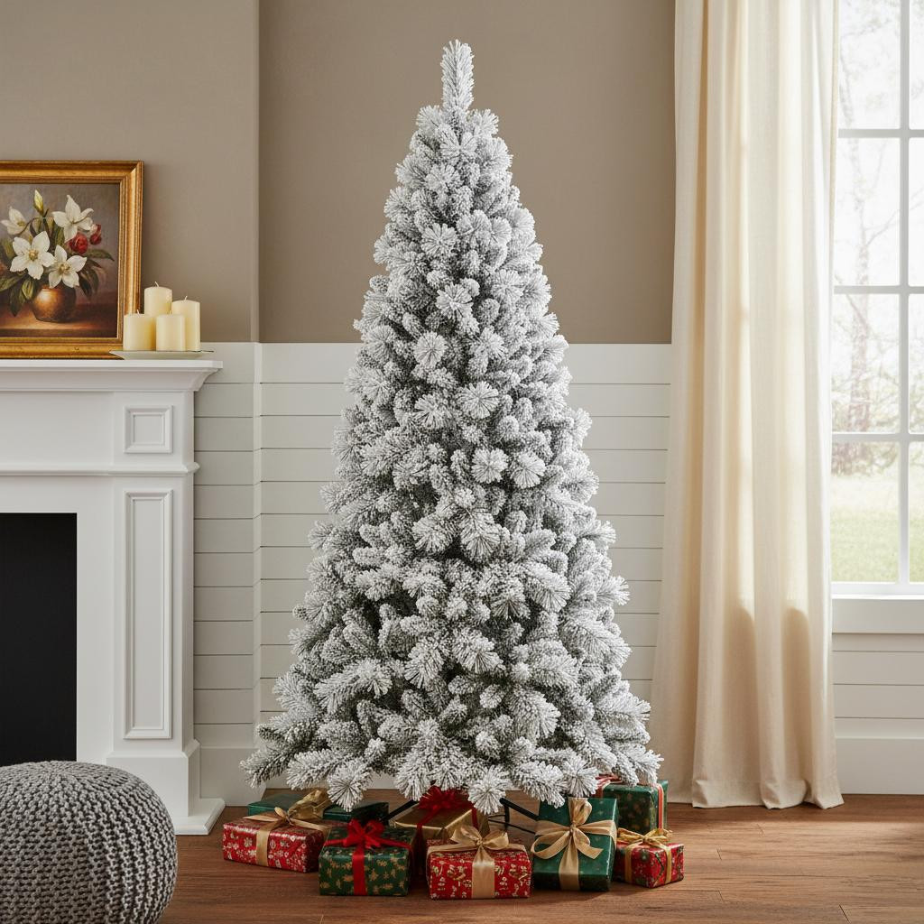 713061 9 ft. White Full Pine Christmas Tree
