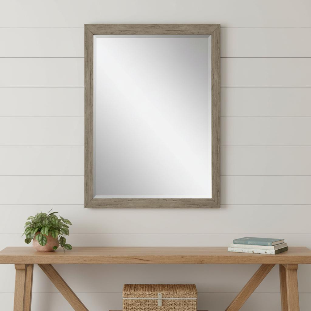 632847 39 in. Light Brown Framed Accent Mirror