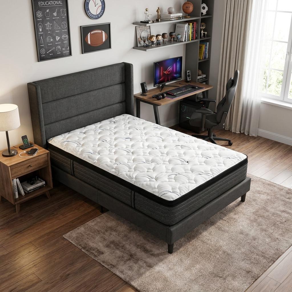 746847 12 in. Twin Size Foam Plush Euro Top Hybrid Mattress