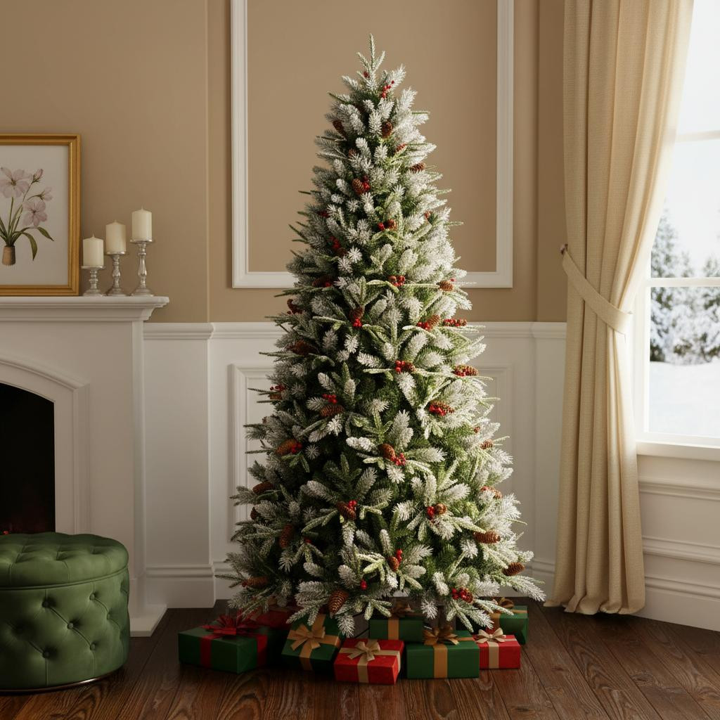 713050 6 ft. White Full Pine Christmas Tree