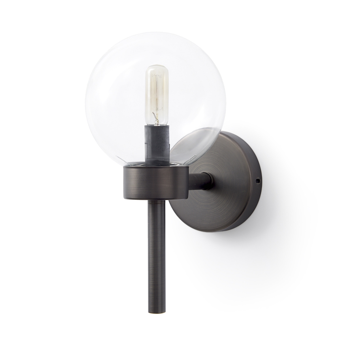 611825 6 in. Black Metal & Glass Armed Sconce