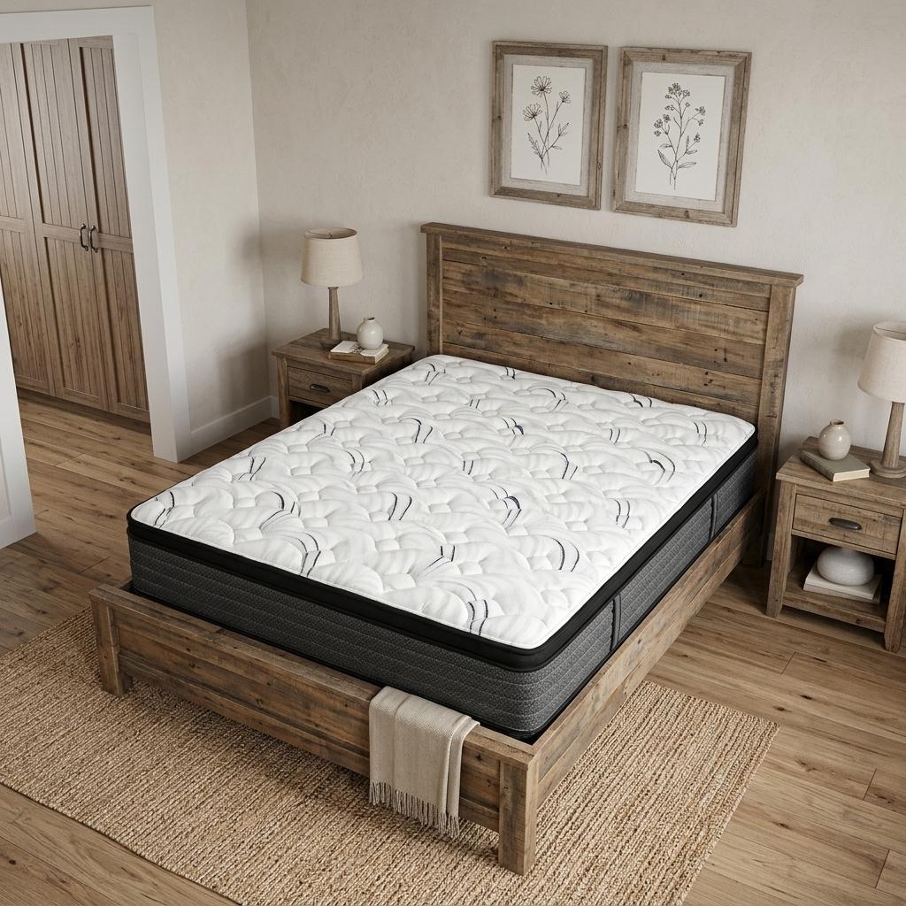 746857 12 in. California King Size Foam Plush Euro Top Hybrid Mattress