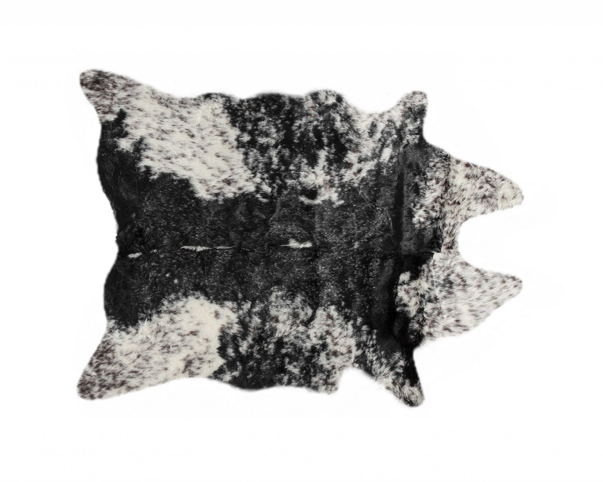 0.8 x 90 x 63 in. Acrylic Plush, Polyester S-P Black & White Rug