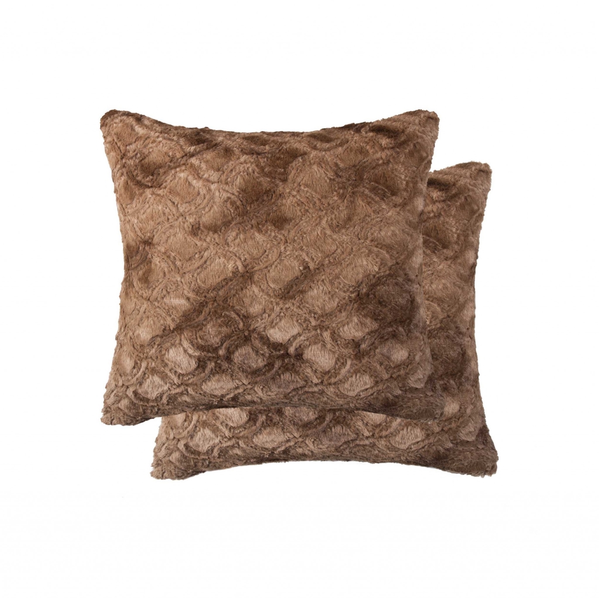 Picture of HomeRoots 358147 20 x 20 x 5 in. Acrylic Plush&#44; Polyester & Polyfill Brown Pillow - Pack of 2