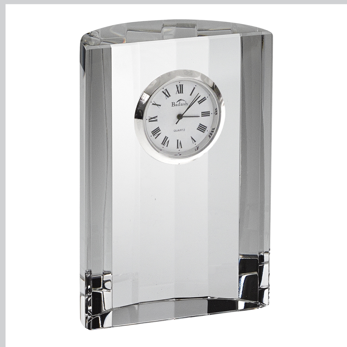 376168 4 in. Hand Crafted Crystal Half Moon Clock