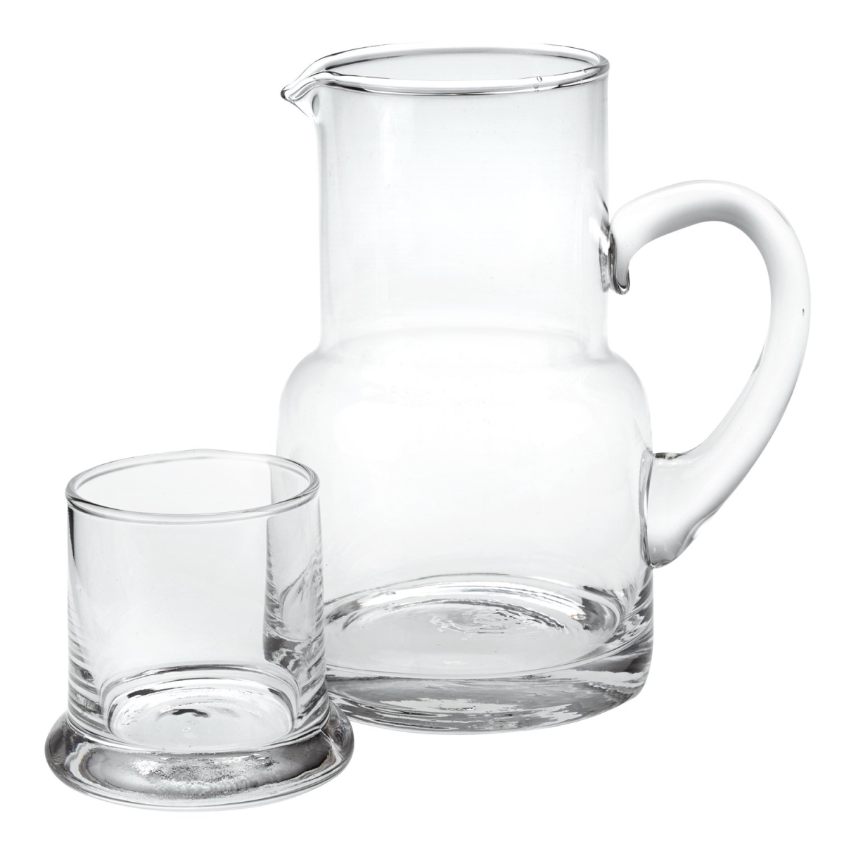 Picture of HomeRoots 375883 4 x 6 x 7 in. Clear Glass 2 Piece Glass Bedside or Desktop Carafe Set&#44; 10 oz