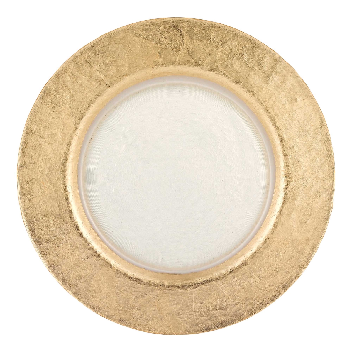 Picture of HomeRoots 375871 13 in. Hand Crafted Gold Glass Authentic Leaf Round Charger Plate