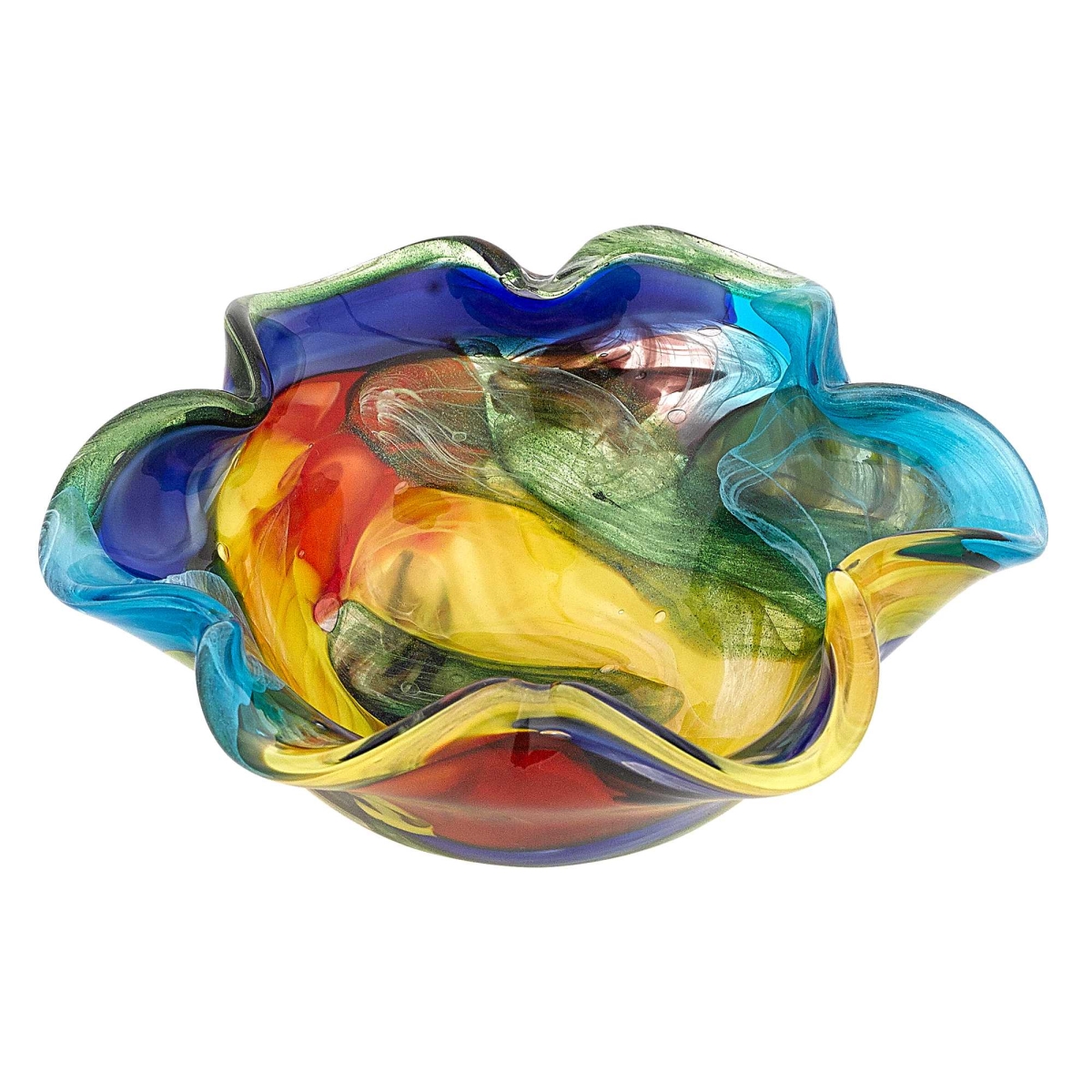 8.5 in. Art Glass Floppy Centerpiece Bowl, Multi Color