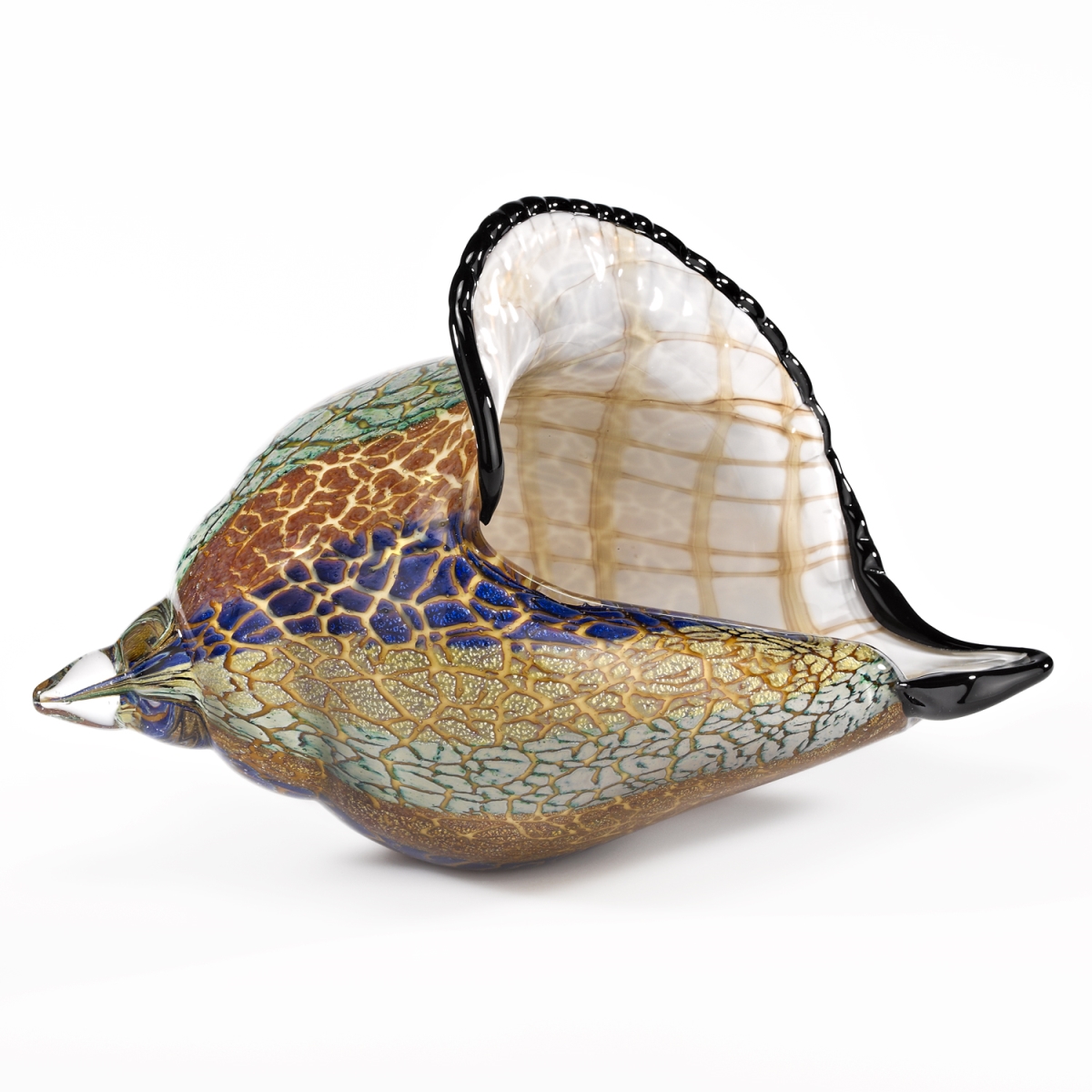 376117 9 in. Large Conch Shell Art Glass, Multi Color
