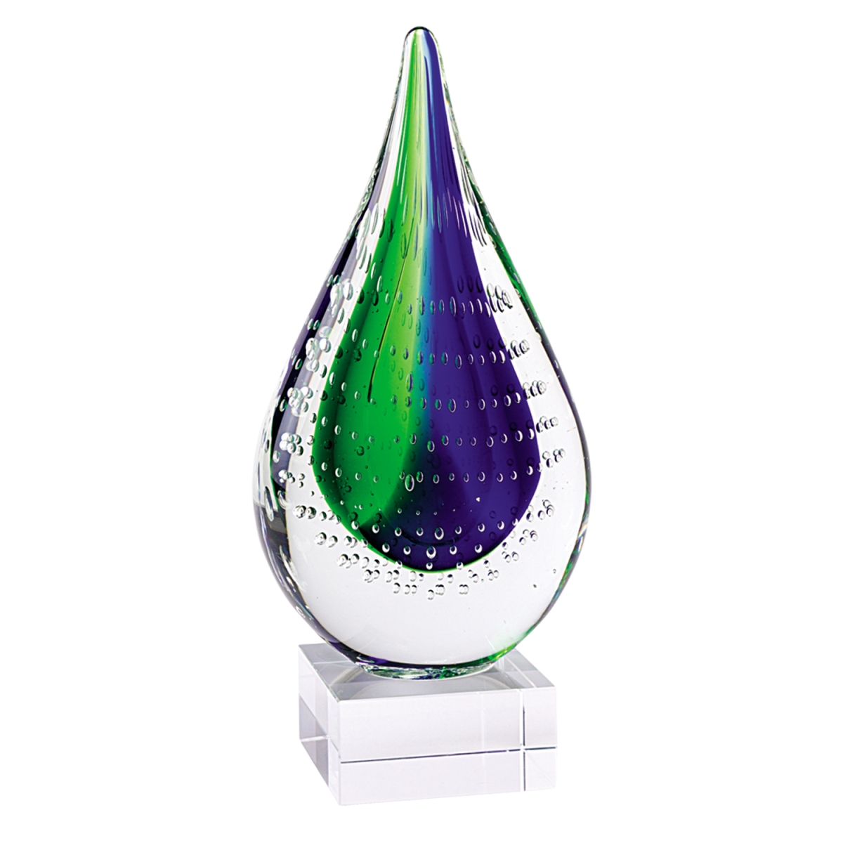 11 in. Mouth Blown Teardrop Centerpiece on Crystal Base