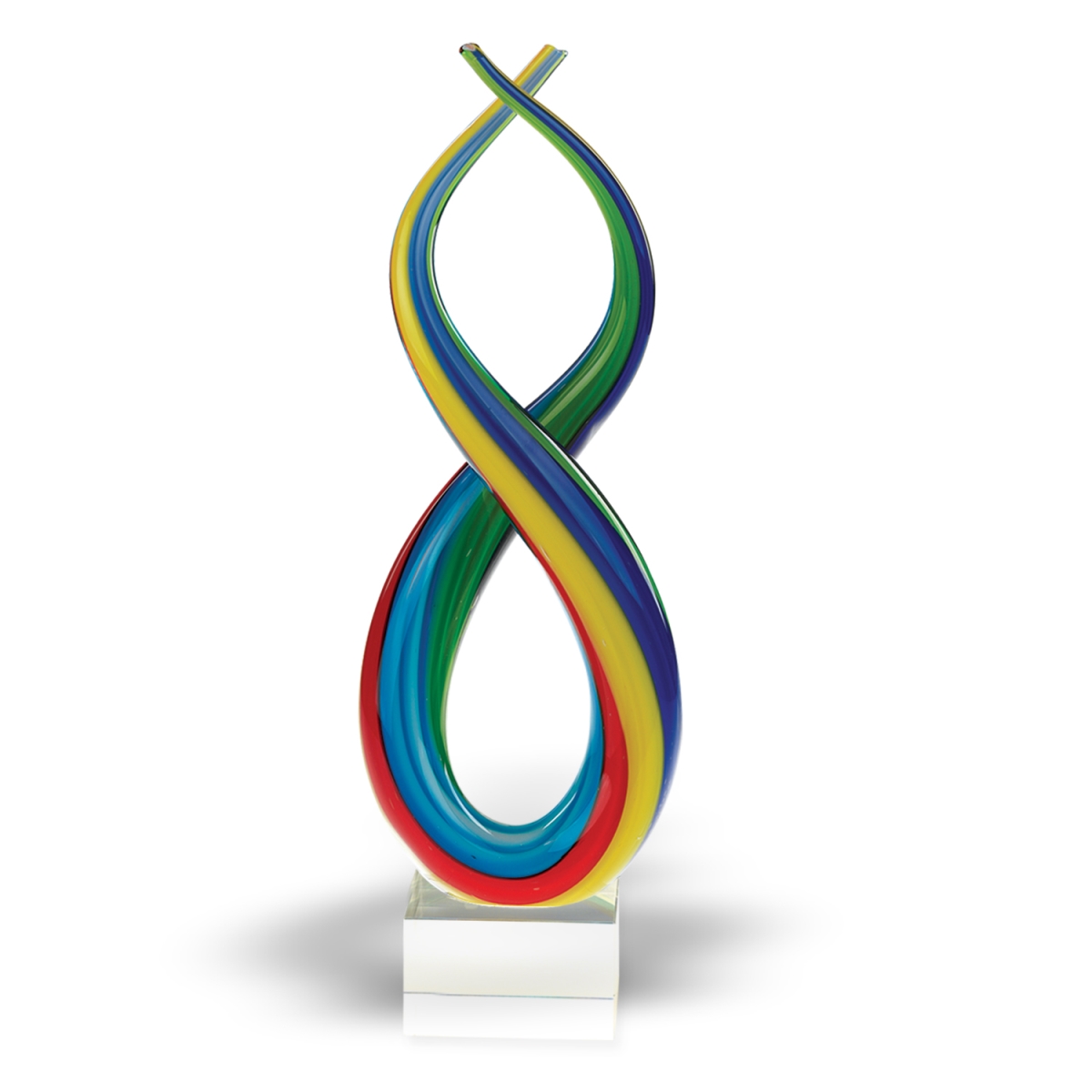 Rainbow 14 in. Mouth Blown Art Glass Centerpiece on Base
