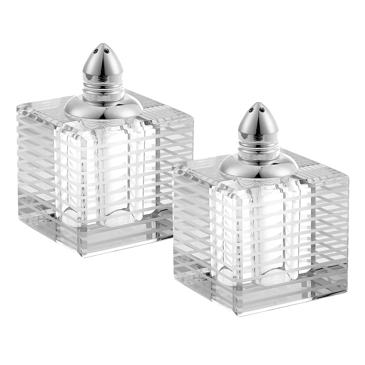 Picture of HomeRoots 375770 Hand Made Crystal Silver Salt & Pepper Shakers, Pair